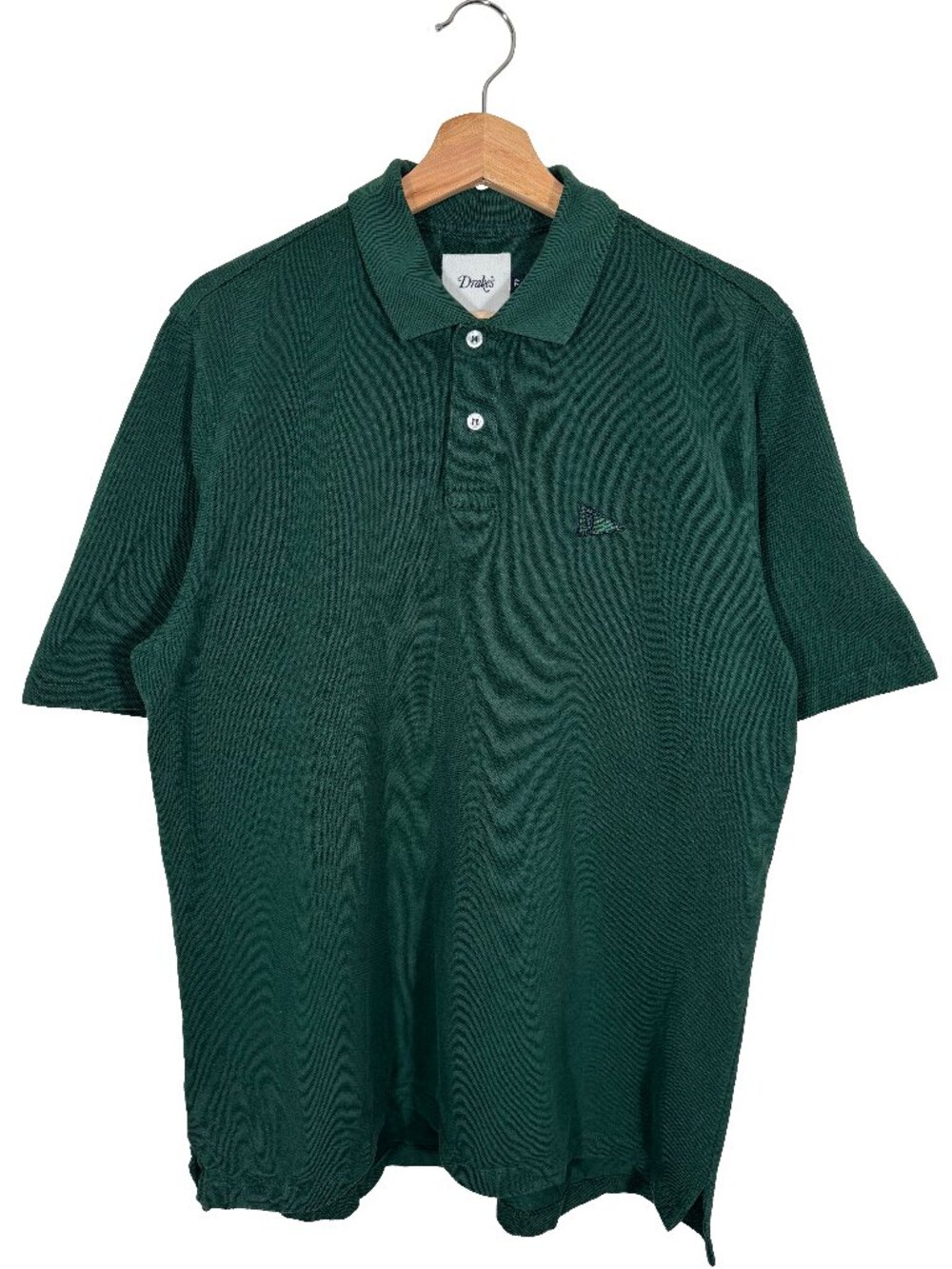 Drake's London Short Sleeve Pique Cotton Flag Polo Shirt Forest Green size 44